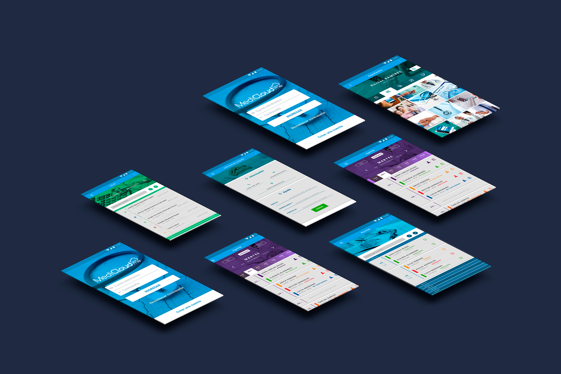 Pantallas del app para MediCloud